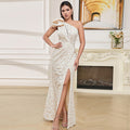 Elegant Graceful One Shoulder Slit Dress Slim Waist Evening Dress