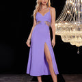 Tassel V Neck Low Cut Stitching Elegant High Grade Strap Sheath Dress High Grade Pure Evening Dress