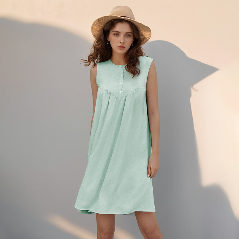 Pleated Sleeveless Dress
