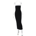 Tube Top Black White Color Matching Waist Slimming Slit Dress