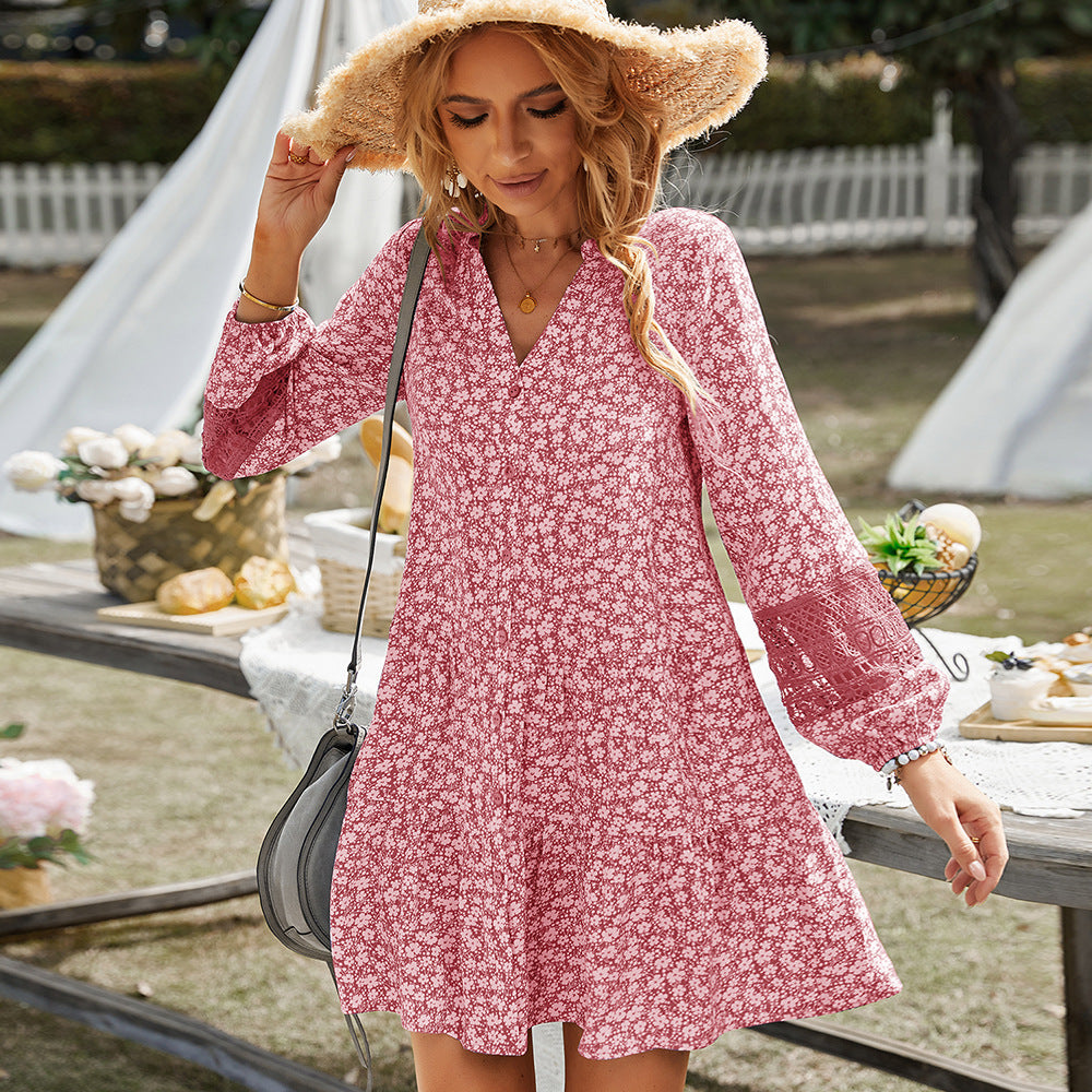 WearBabydoll Dress Lace Stitching Dress Casual Vacation