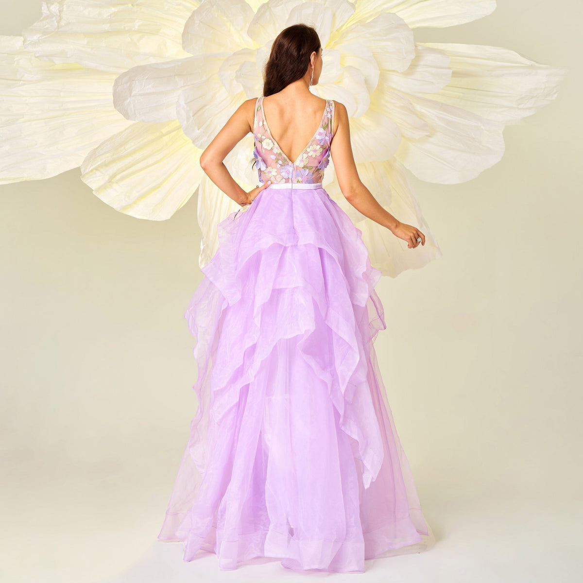 Sleeveless V neck Long Floor Length Wedding Evening Gown Pettidress Large Swing