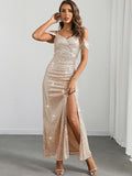 Backless Sequ Dress Maxi Dress Prom Evening Dress