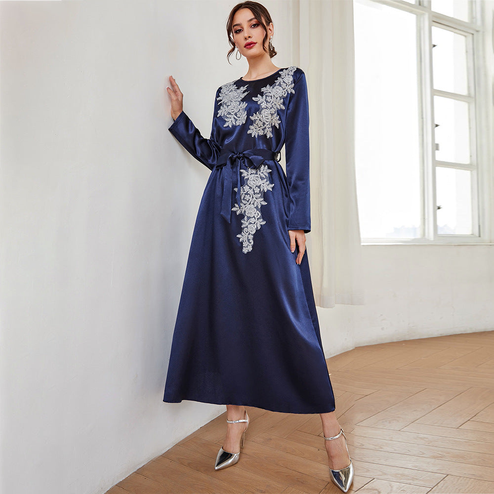 Long Sleeved Dress Office Embroidered Long Dress Winter