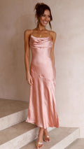Lady Young Back Self-Tie Slit Strap Dress
