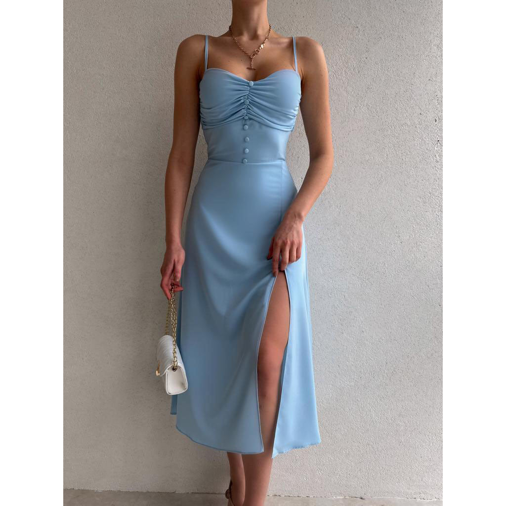 Trendy Waist Trimming Spaghetti Straps Dress
