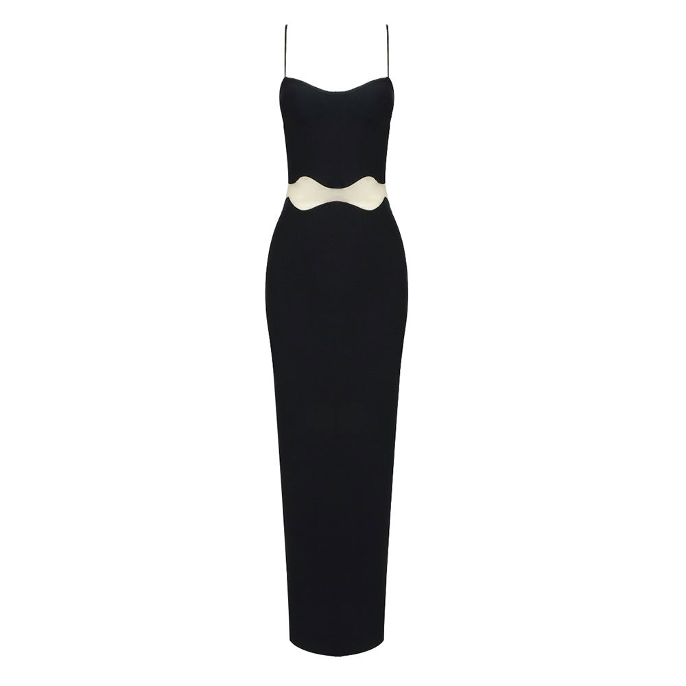 Wave Mesh Spaghetti Strap Dress Cropped Outfit See through Split Dress
