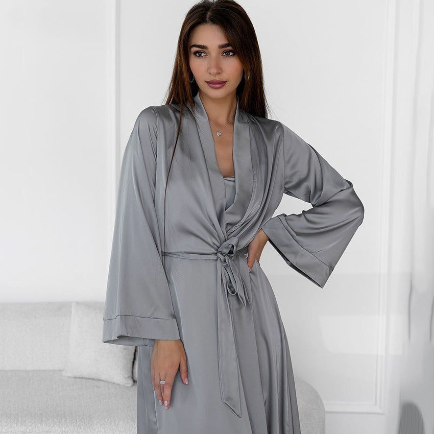 Loose Casual Nightgown Nightdress Two Piece Set Simple Comfortable High End Home Wear