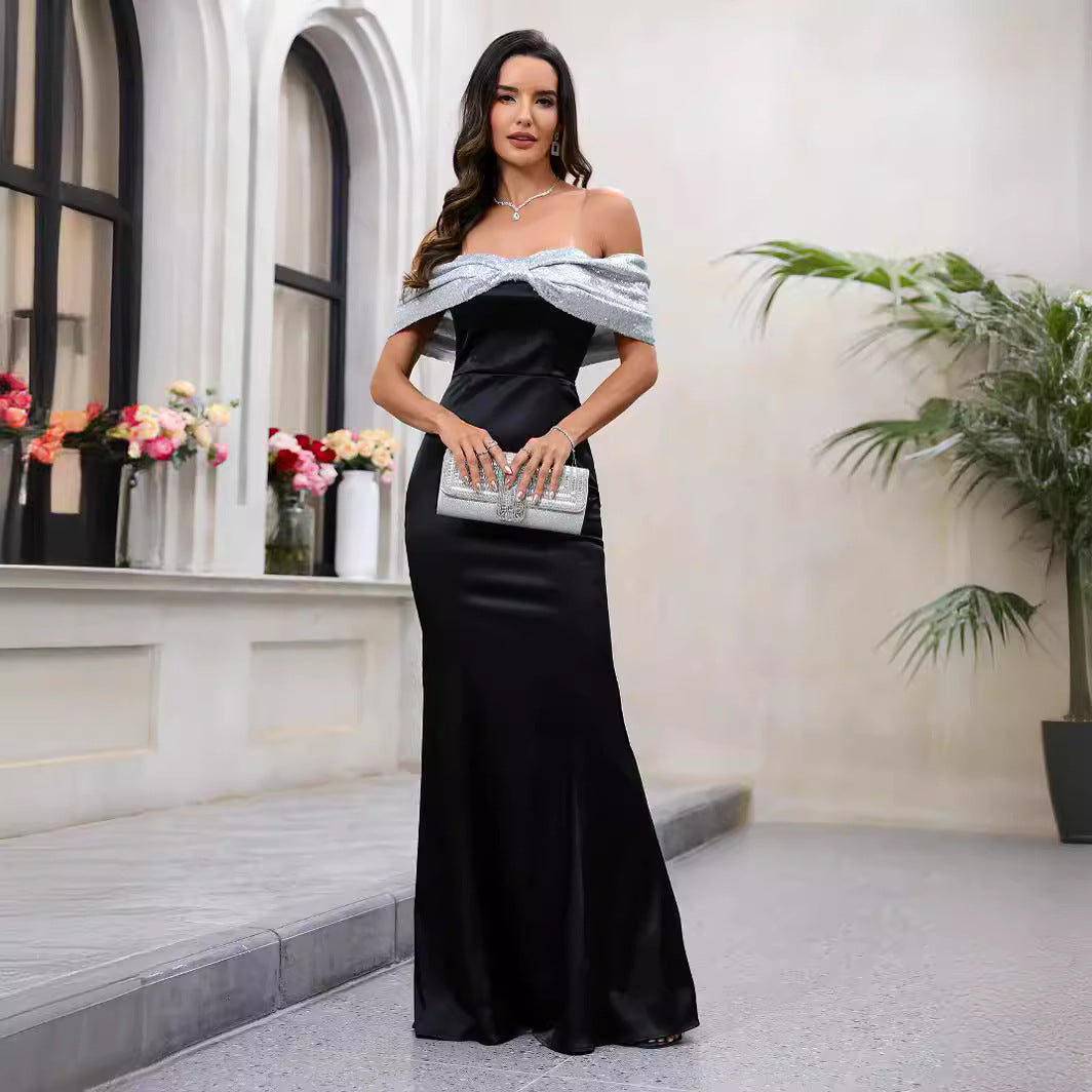 Elegant Dress Sling off Shoulder Fishtail Dress