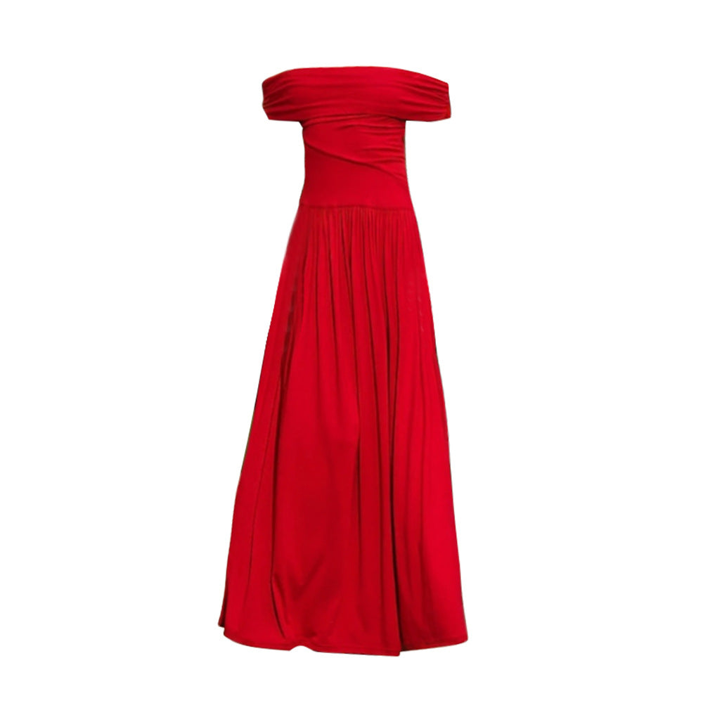 Socialite Bright Red Dress off Neck Cocktail Dress