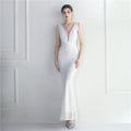 Craft Beaded Sequined Car Model Exhibition Host Dinner Long Evening Dress Fishtail Dress