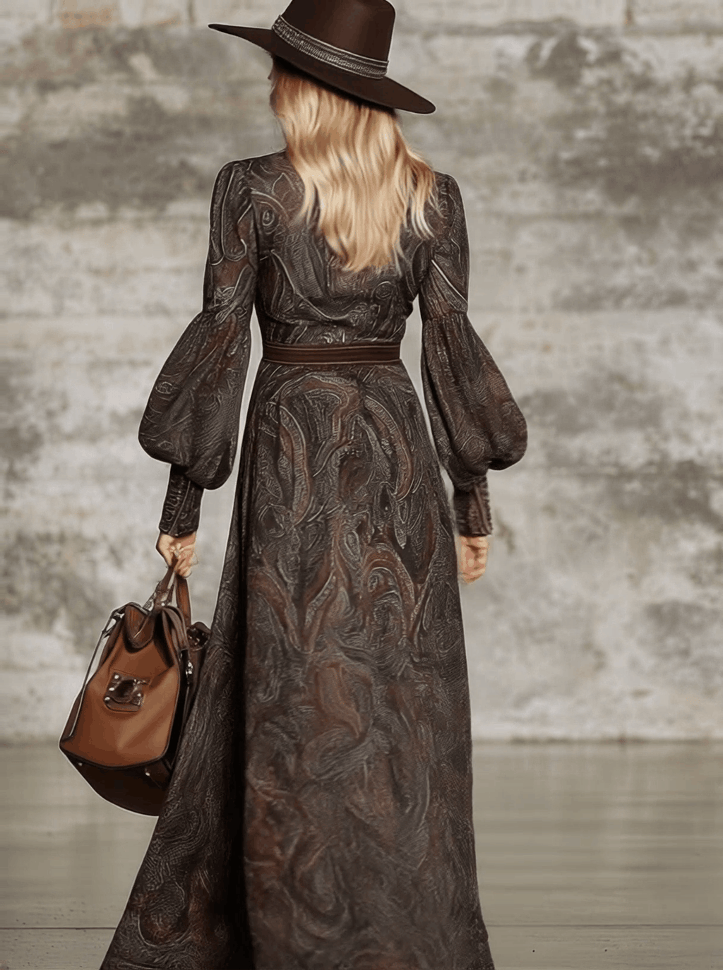 Fashion Retro Paisley Pattern Zipper Maxi Dress
