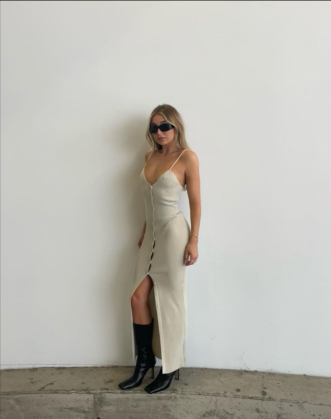 Charlotte long ribbed knit dress