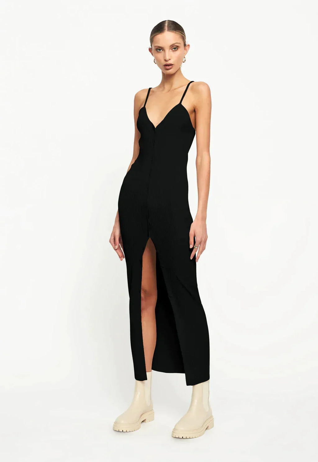 Charlotte long ribbed knit dress