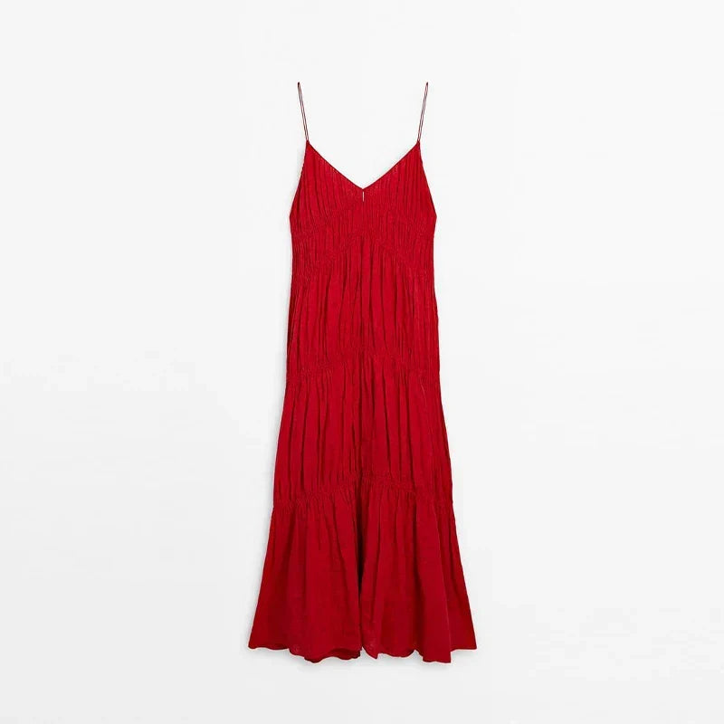 Sling A-line Sleeveless Deep V-neck Dress
