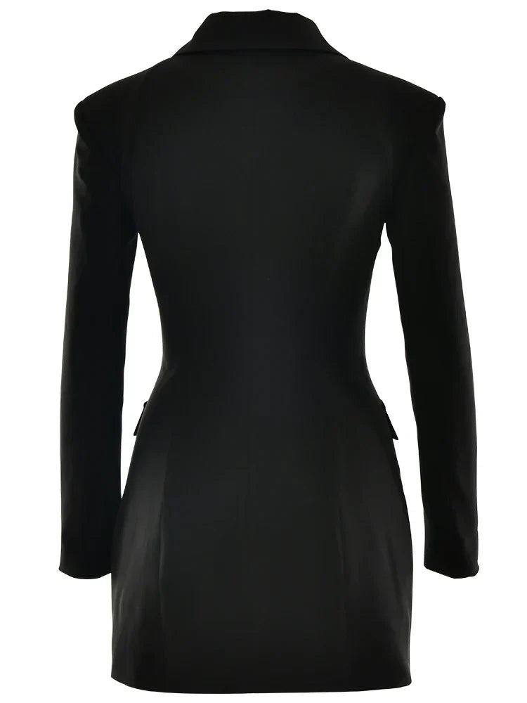 Turn-down Collar Buttons Blazer Mini Dress