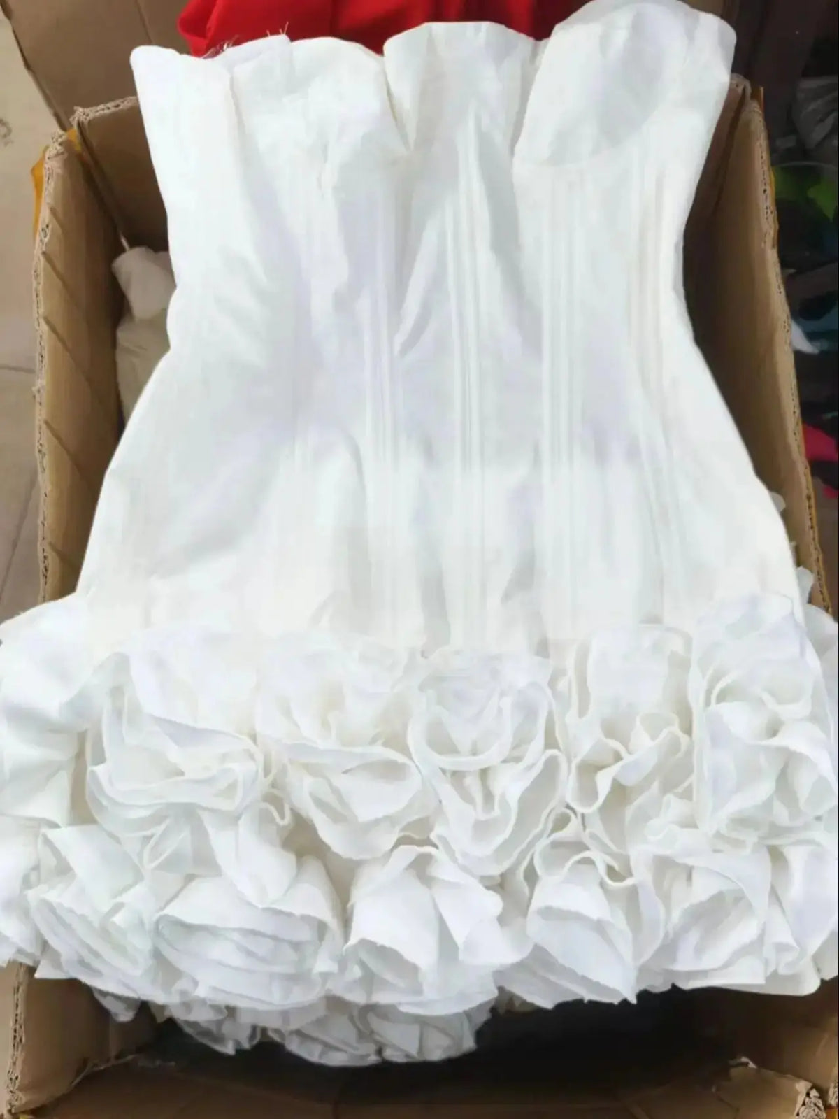 Red Flower Strapless Luxury Party Dress