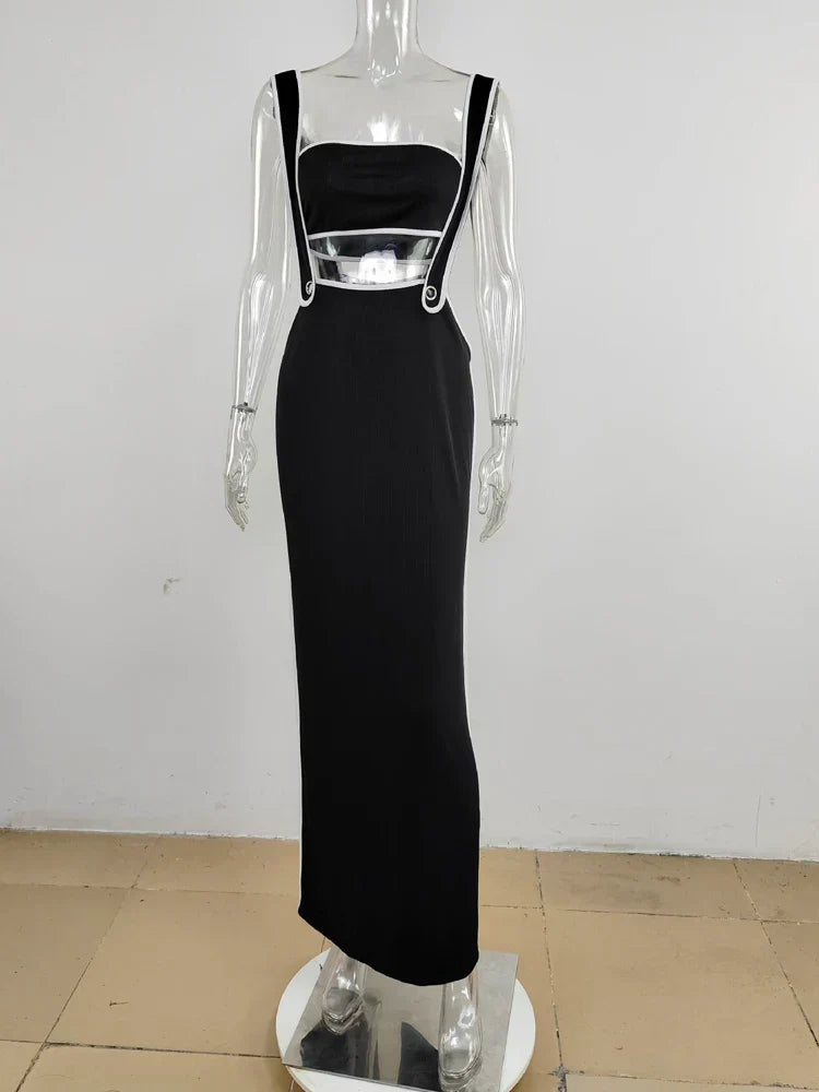 Slash Neck Hollow Design Two-Piece Dress