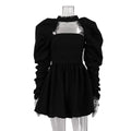 Puff Long-sleeved Black Mini Dress