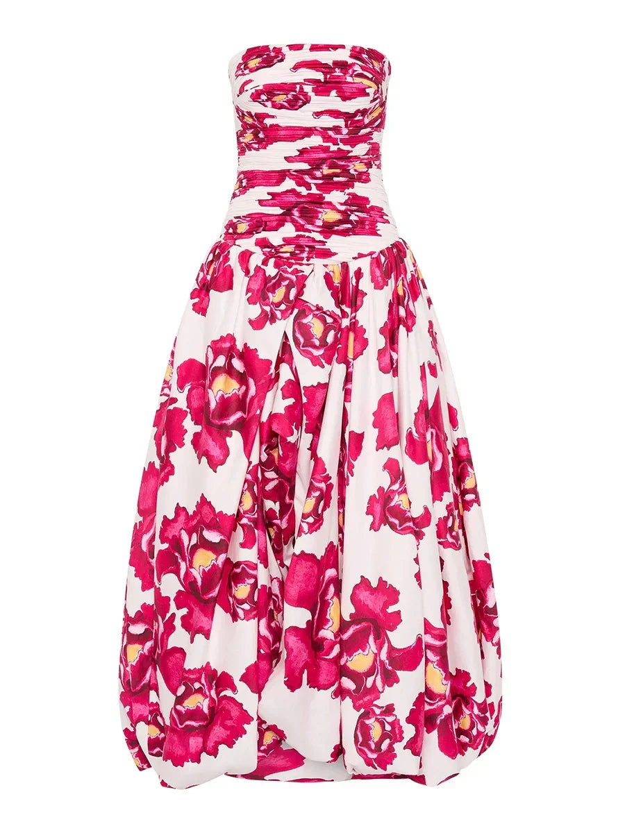 Strapless Sleeveless High Waist Temperament Long Dress