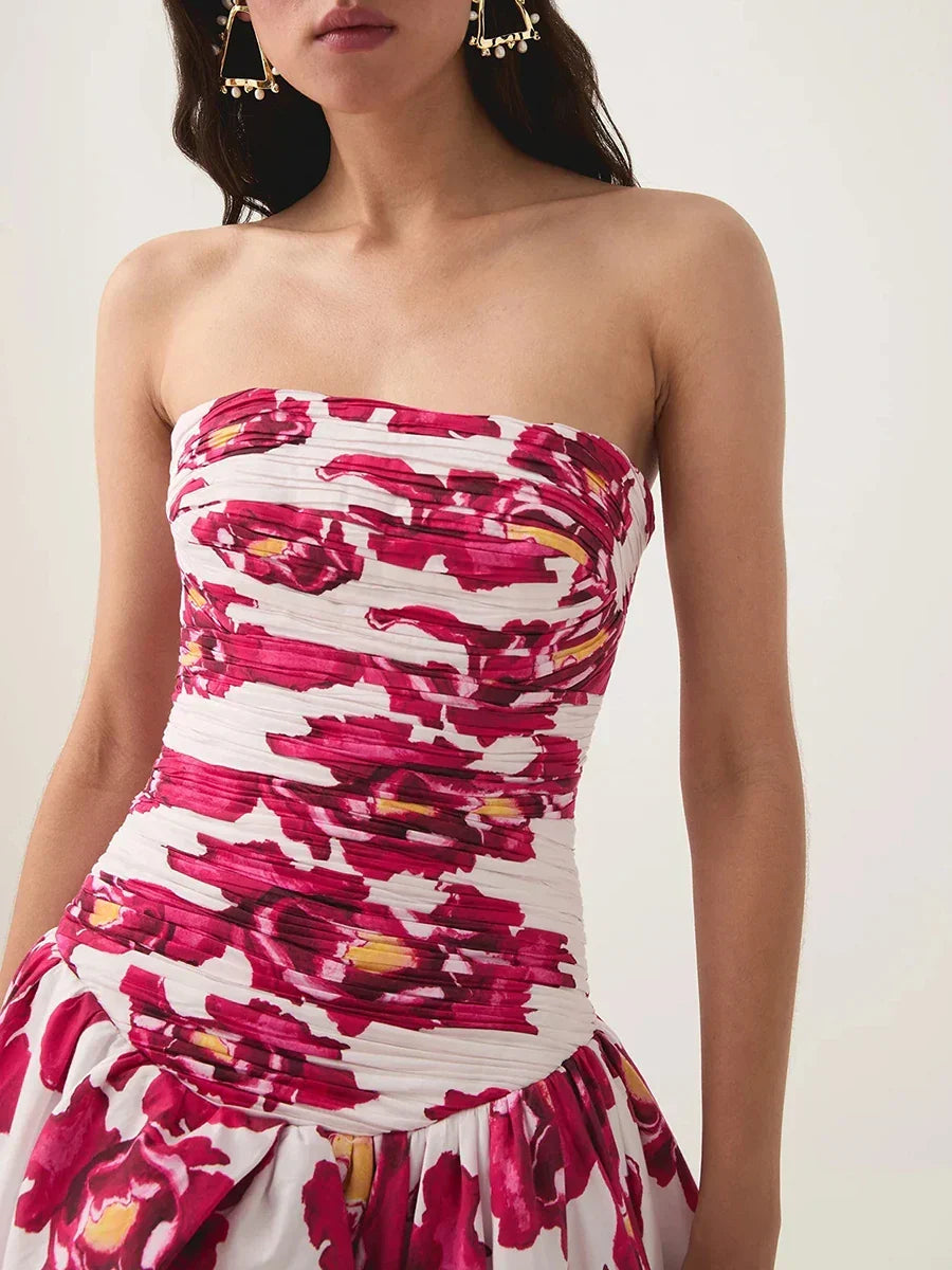 Strapless Sleeveless High Waist Temperament Long Dress