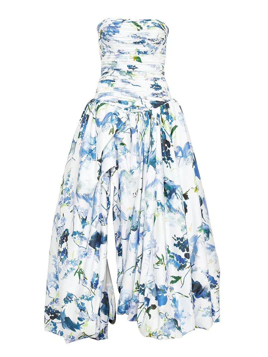 Strapless Sleeveless High Waist Temperament Long Dress