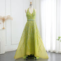 Beaded Halter A-Line Tulle Evening Dresses