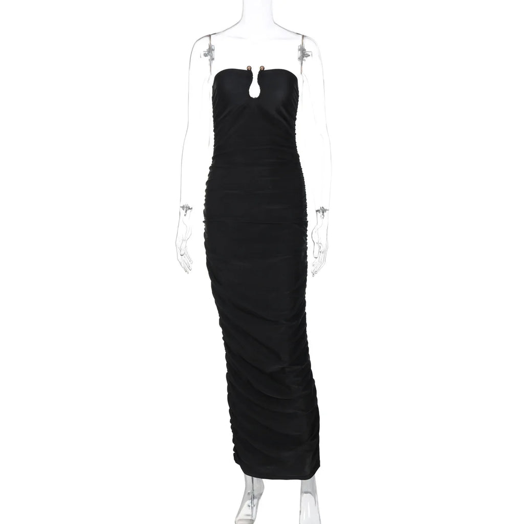 Off-shoulder Black Maxi Dress