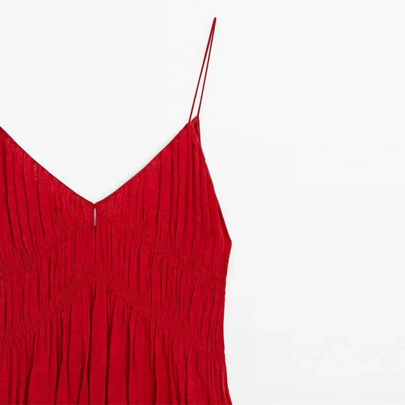 Sling A-line Sleeveless Deep V-neck Dress