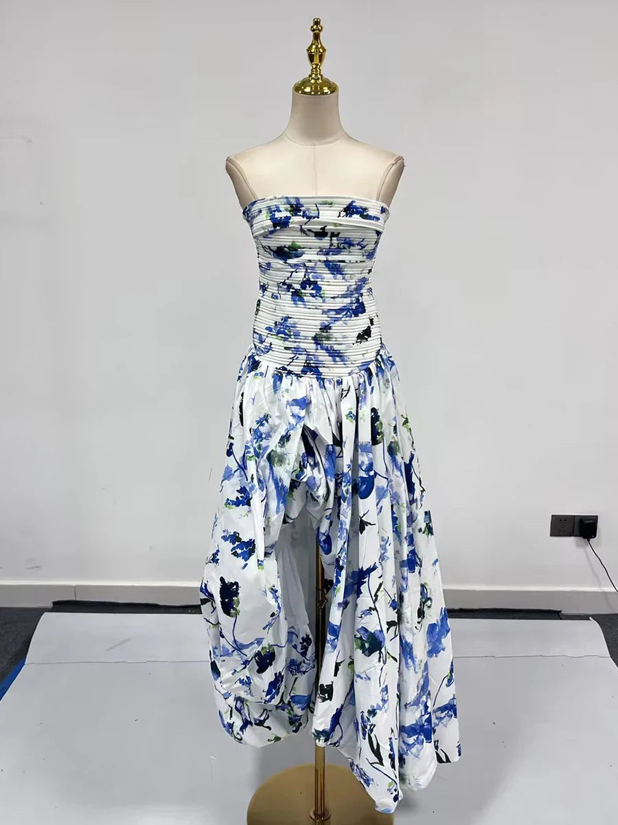 Strapless Sleeveless High Waist Temperament Long Dress