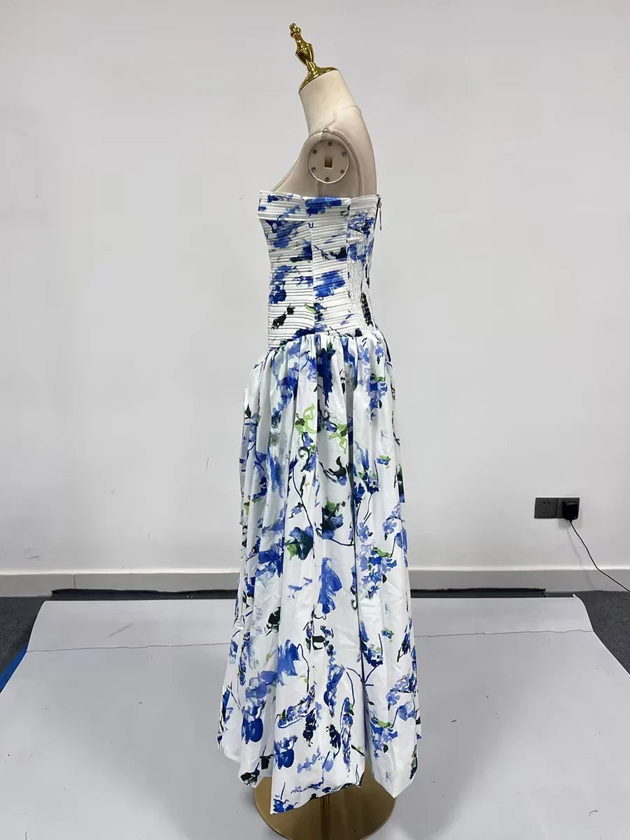 Strapless Sleeveless High Waist Temperament Long Dress