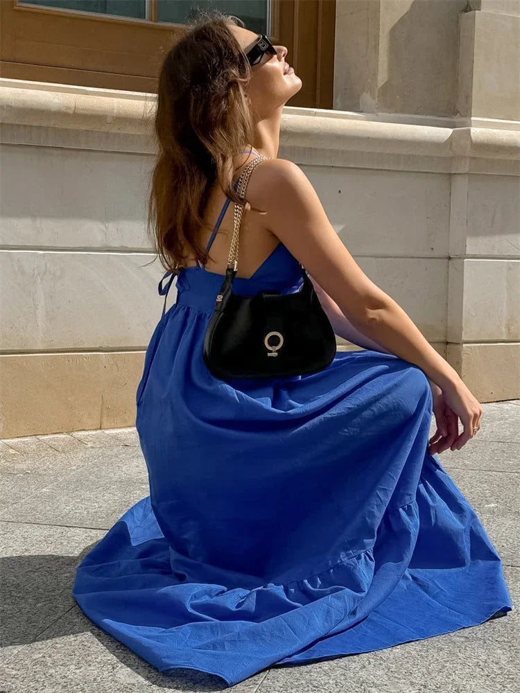 Women's Patchwork Sleeveless Solid Maxi Dress