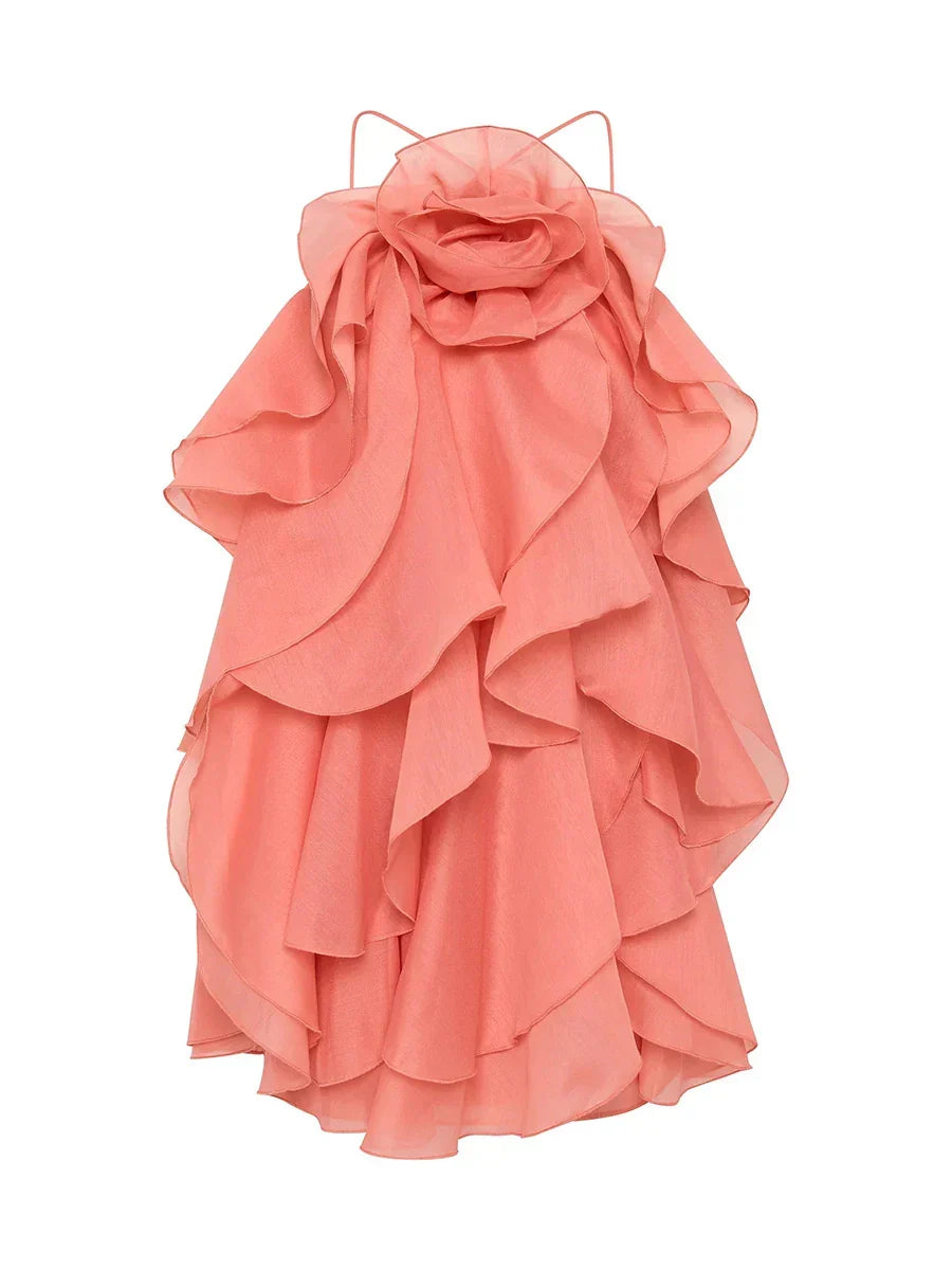 Solid Spliced Appliques Loose Mini Dress