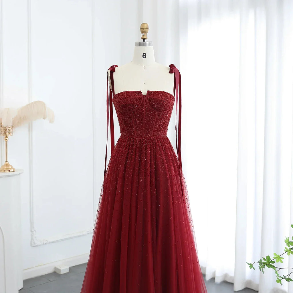 Sequined Beaded Evening Dresses with Straps