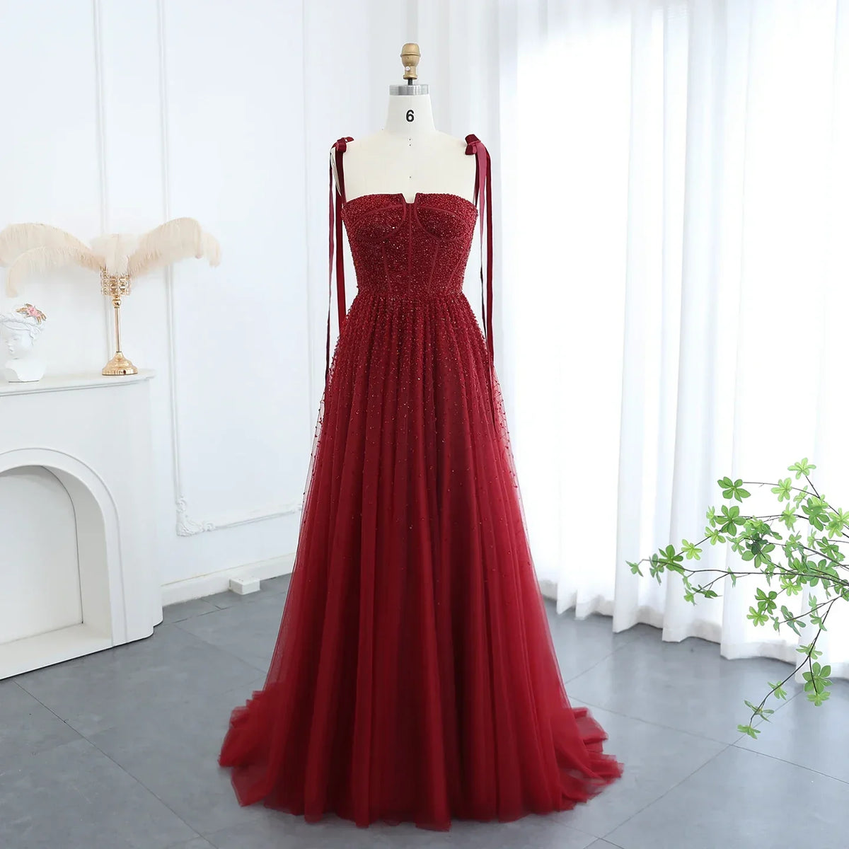 Sequined Beaded Evening Dresses with Straps
