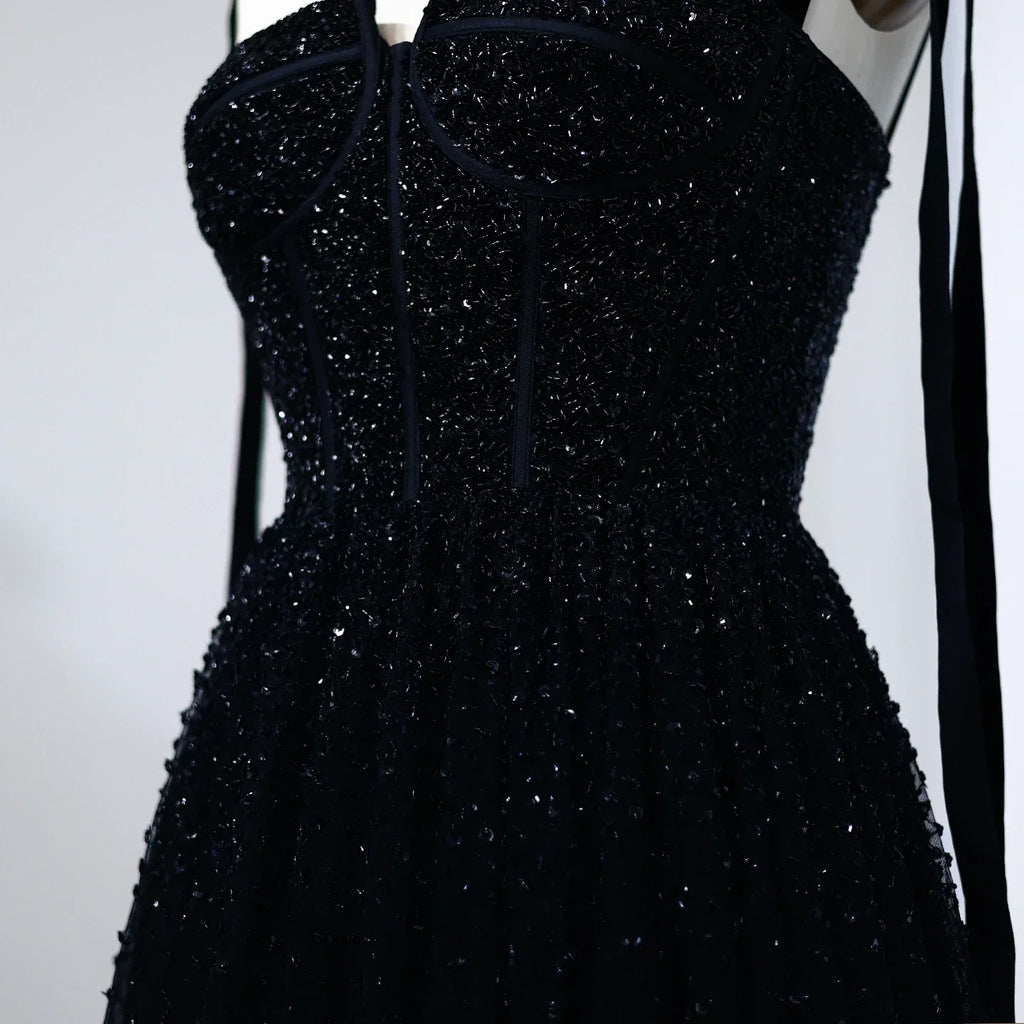 Sequined Beaded Evening Dresses with Straps