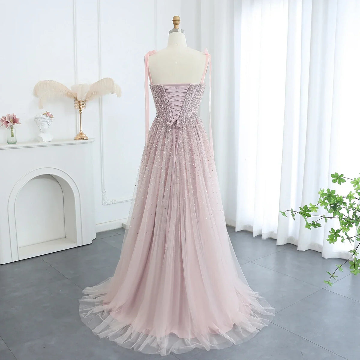 Sequined Beaded Evening Dresses with Straps