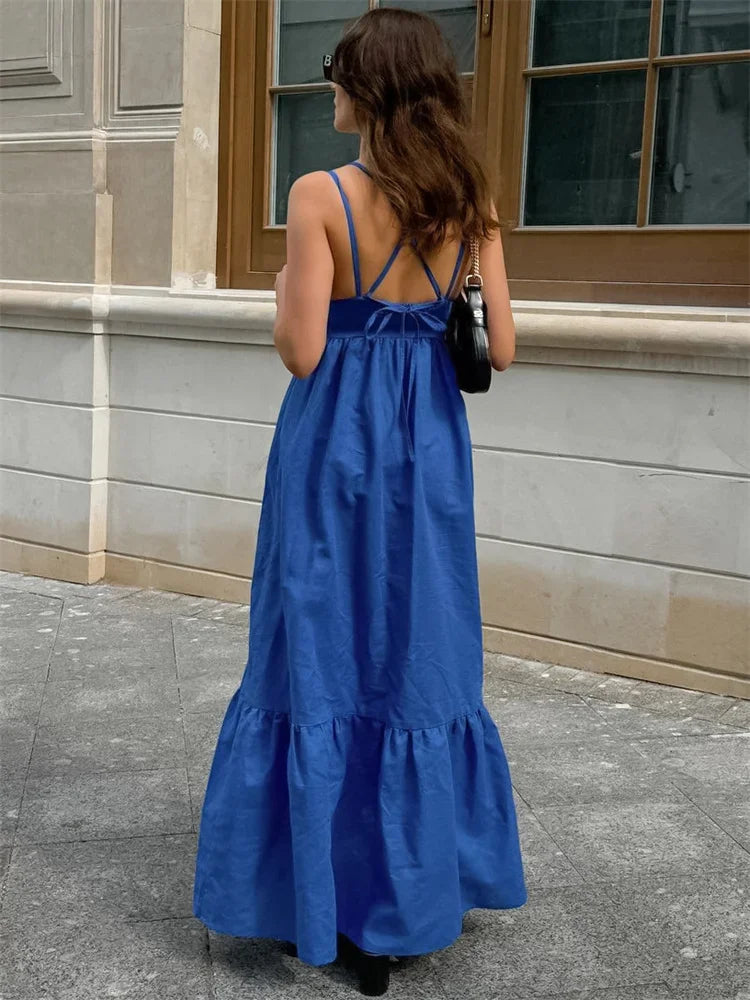 Women's Patchwork Sleeveless Solid Maxi Dress