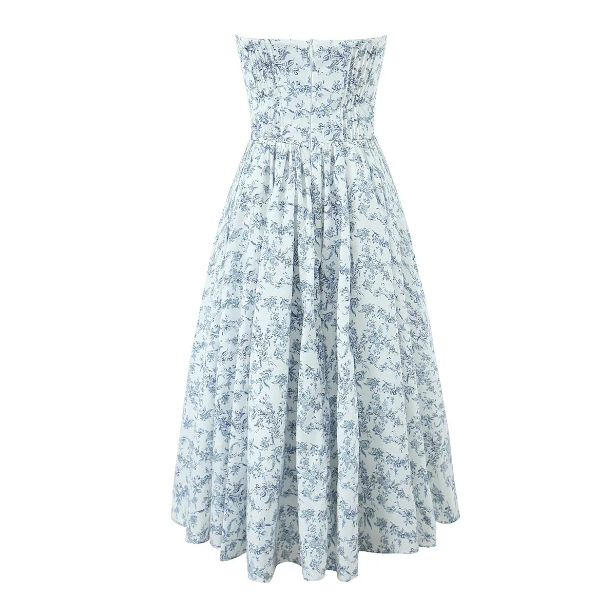 Low Waist Pleated Midi Dress Bra Chest With Wire