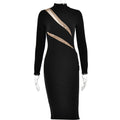 round Neck Long Sleeve Stitching Dress