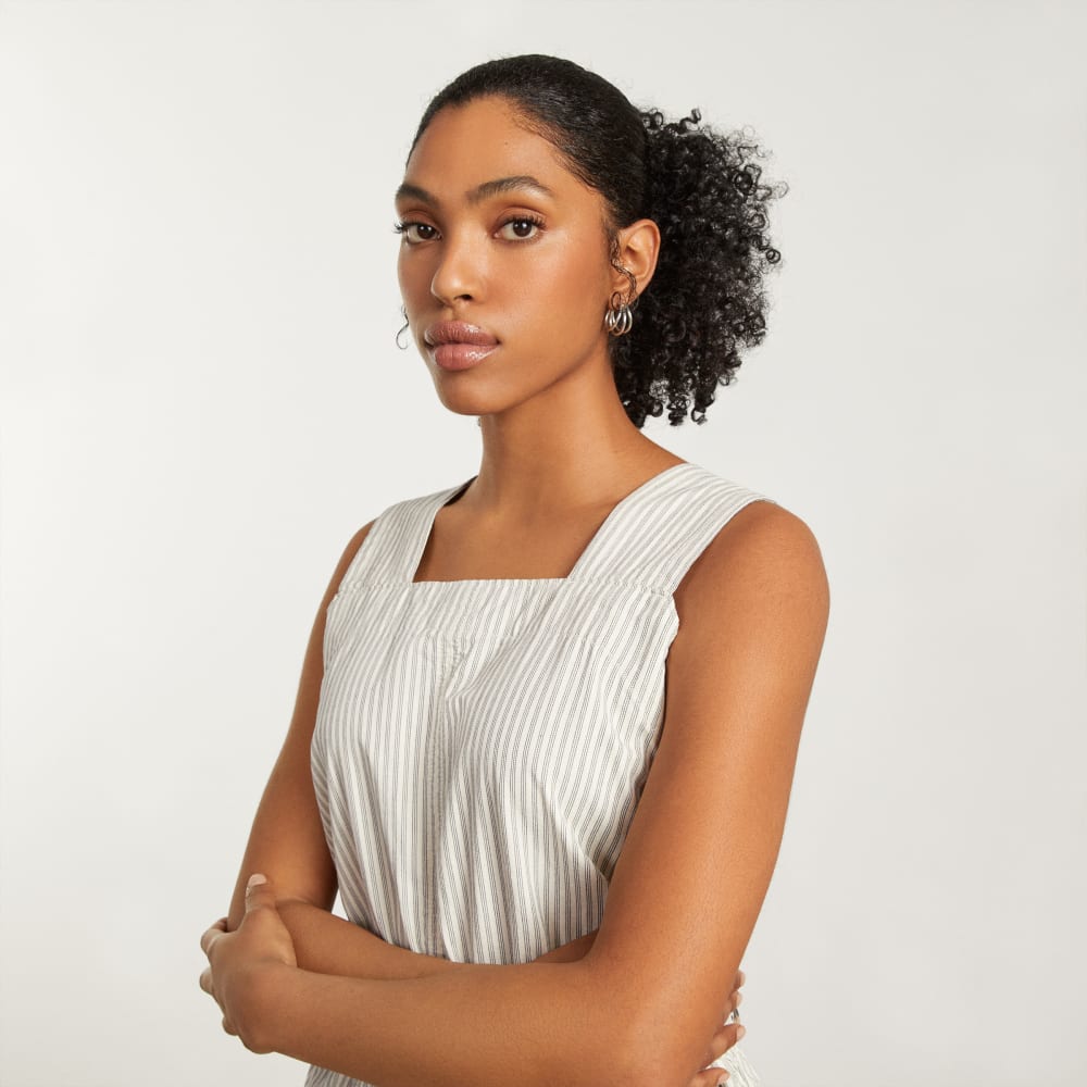 The Fatigue Apron Jumpsuit | Navy Stripe