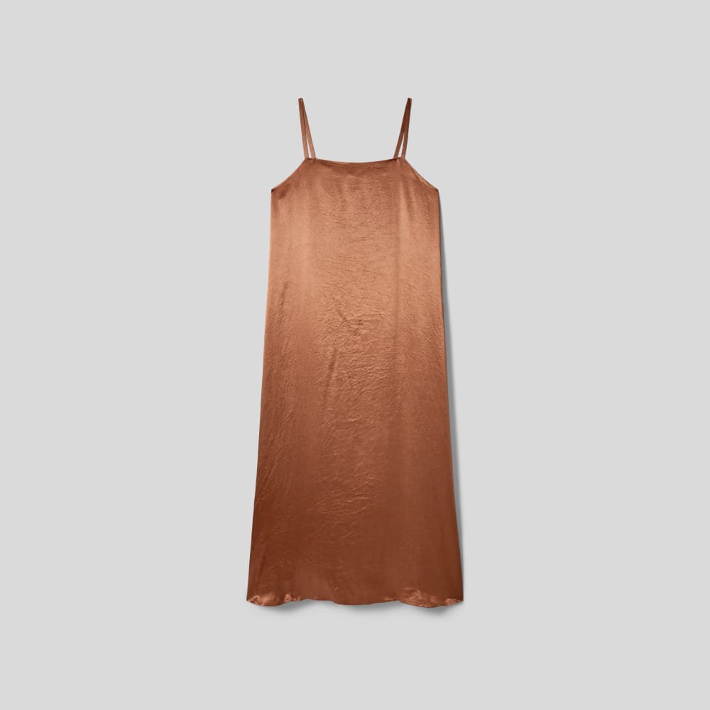 The Satin Square-Neck Slip Dress | Carob Brown