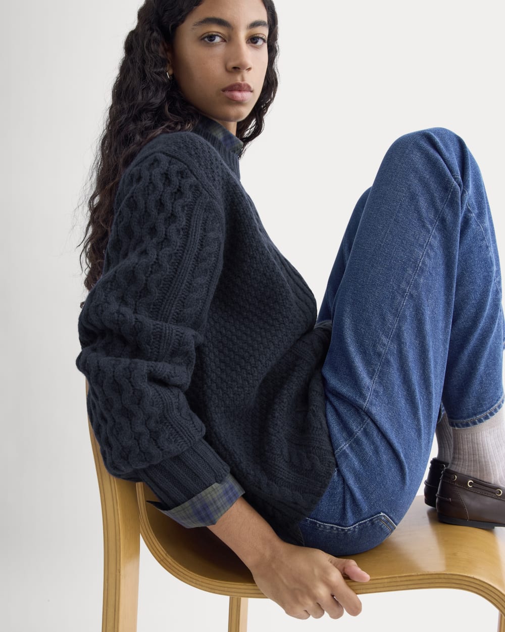 Cable Sweater in Luxe Merino | Navy