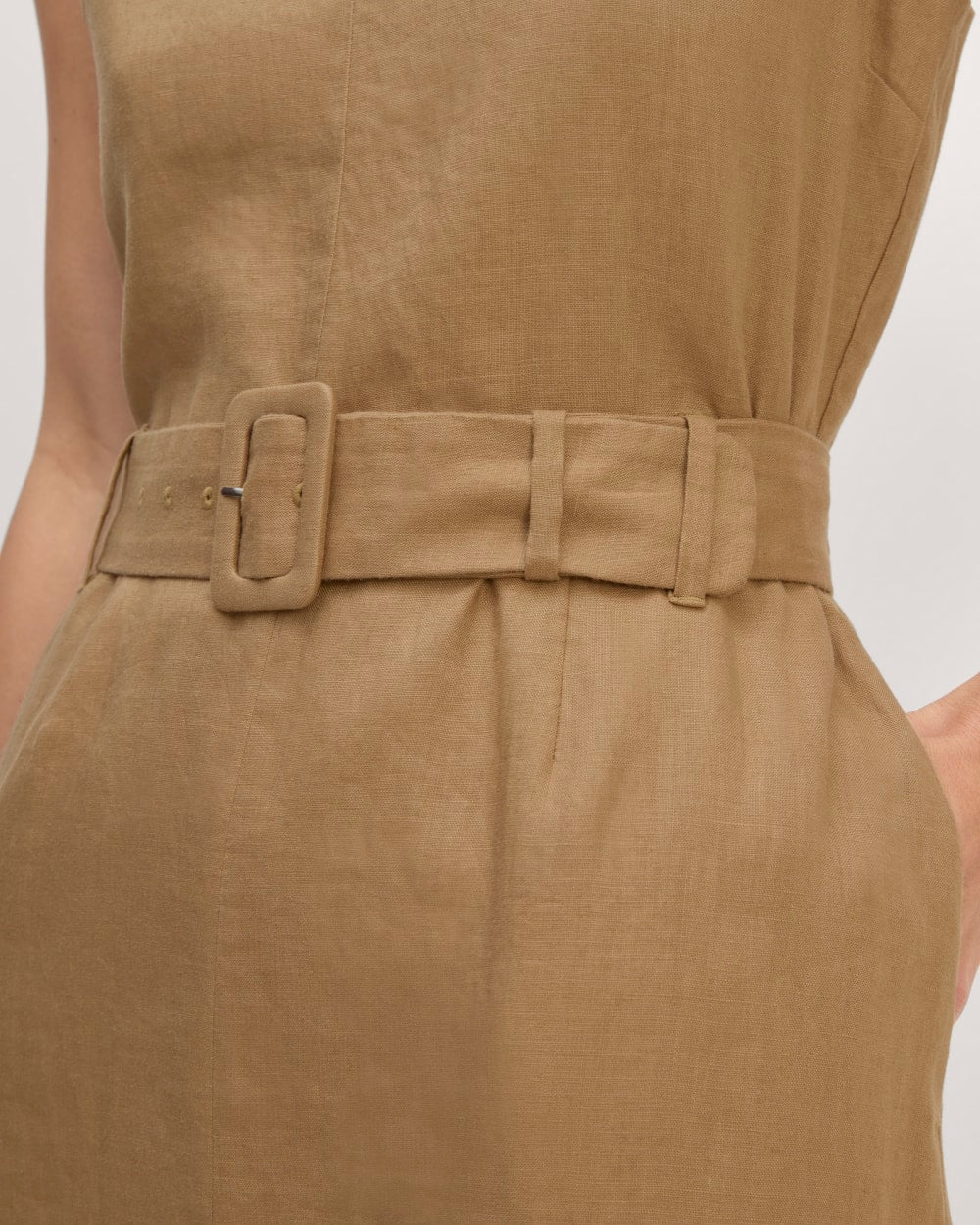 The Linen Belted Midi Dress | Tiger's Eye