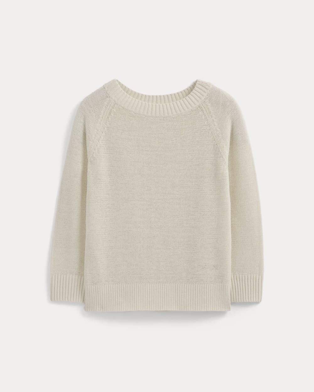 Wide-Neck Crew Sweater in Tape Yarn | Bone
