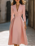 Elegant Pleated Blazer Midi Dress