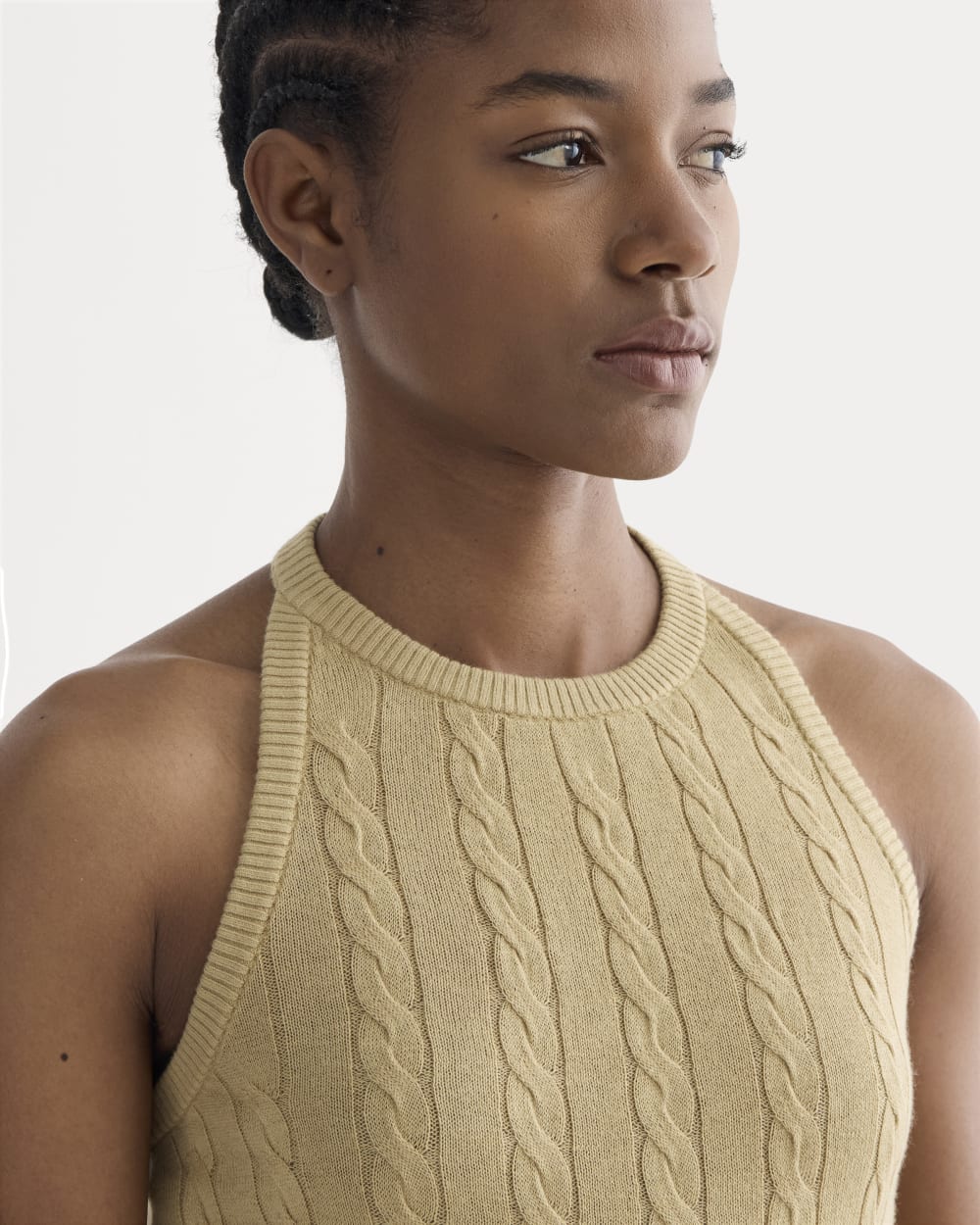 The Cable Halter in Cotton Cashmere | Classic Khaki