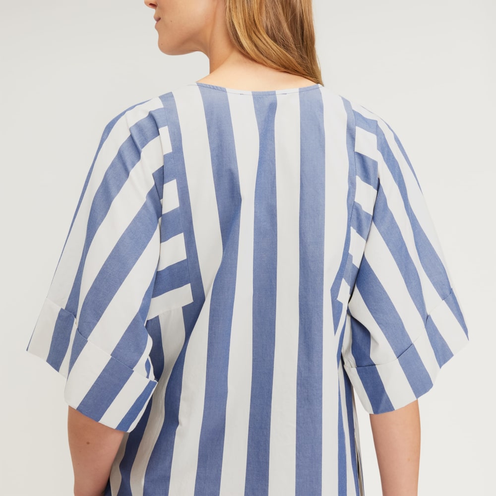 The Poplin Caftan Dress | Mazarine Blue / Bone